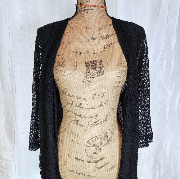 Rachel Cole - Black Lace Open Cardigan in Size Large - Picture 3 of 7